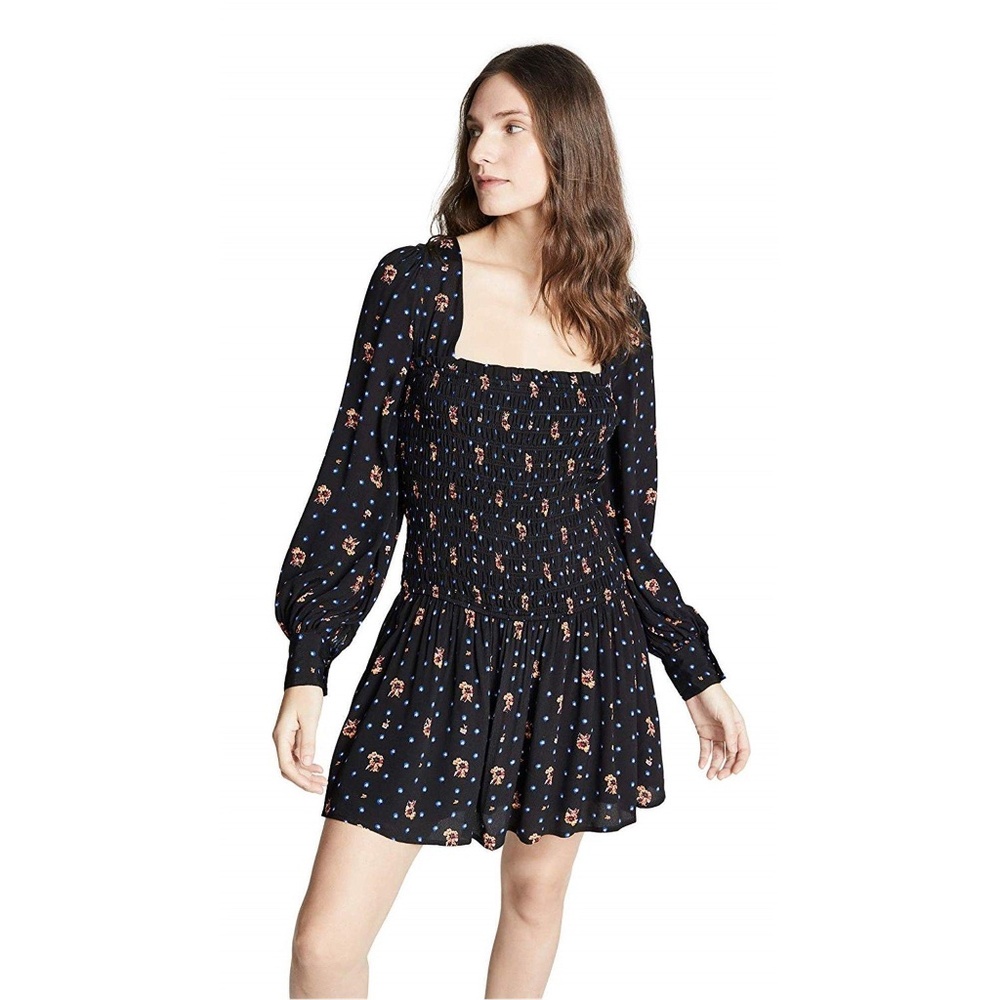 Free People Two Faces Mini Smocked Dress SMALL